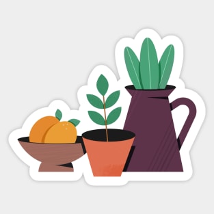 Minimal Plants With Pots Still Life Sticker